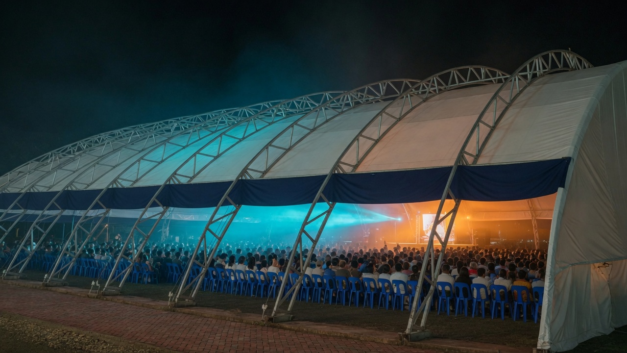 Night event under an arc mega tent